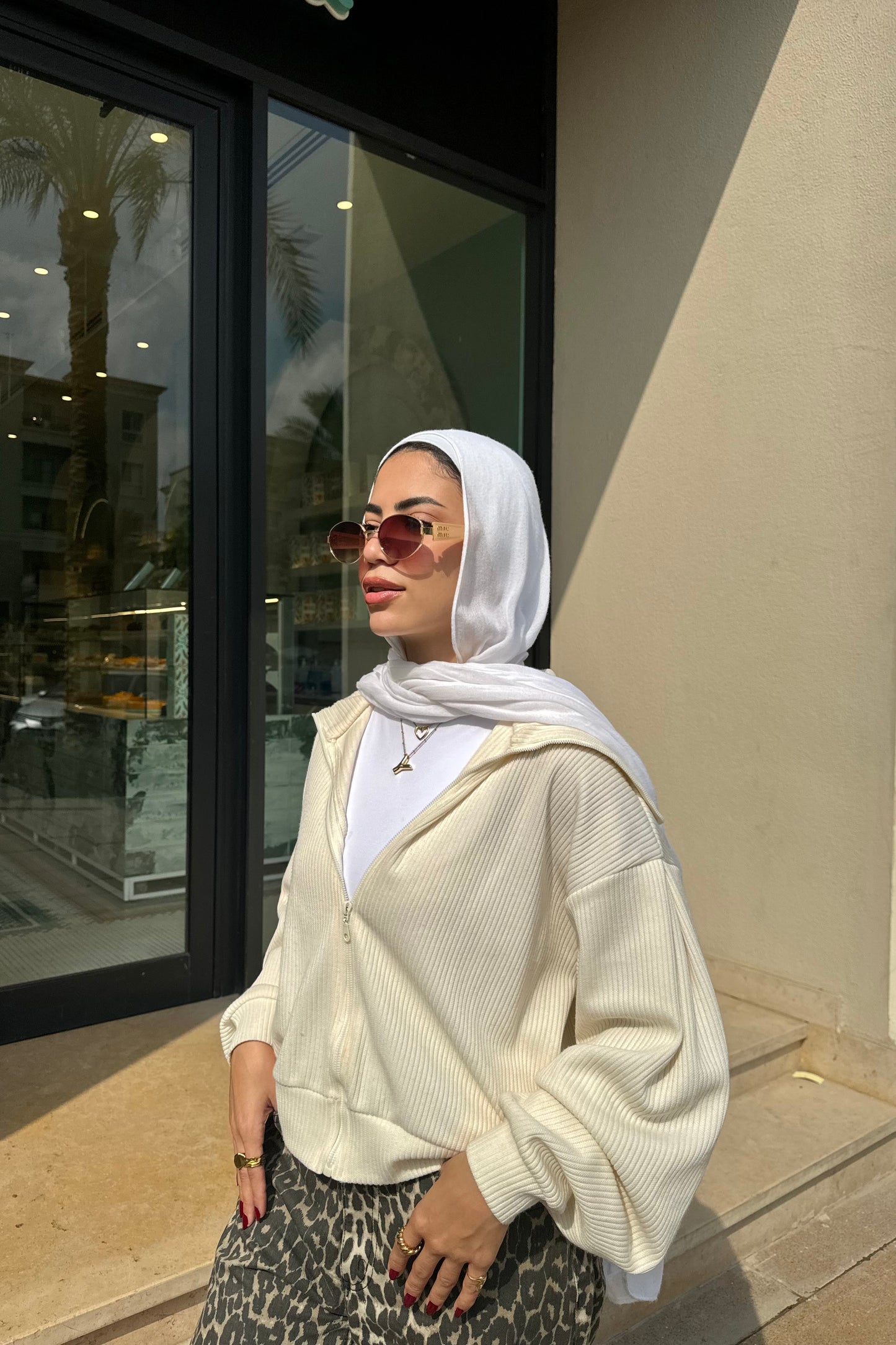 Aura cropped jacket in coconut white