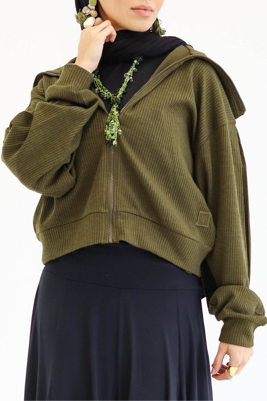 Aura cropped jacket in olive