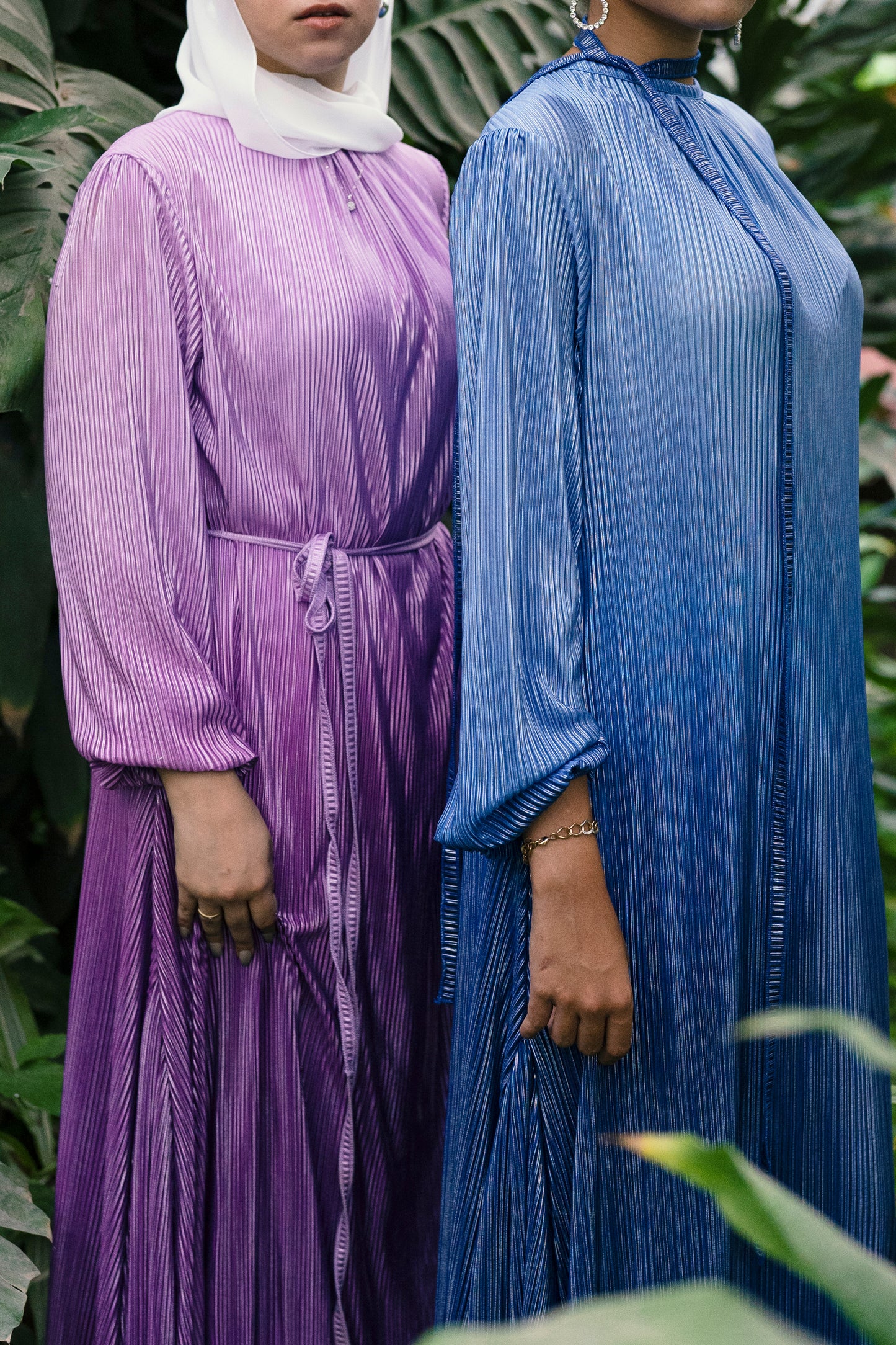 Ela Pleated Dress in Magenta Hues