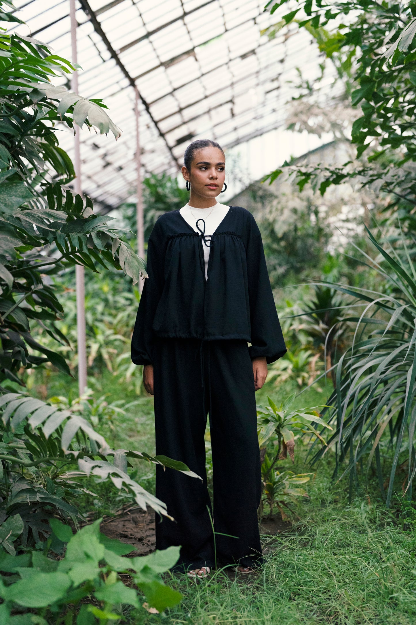 Alena Linen Blouse in Black