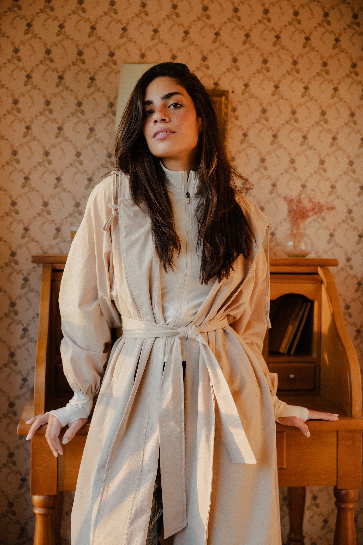 Aria waterproof coat in Almond