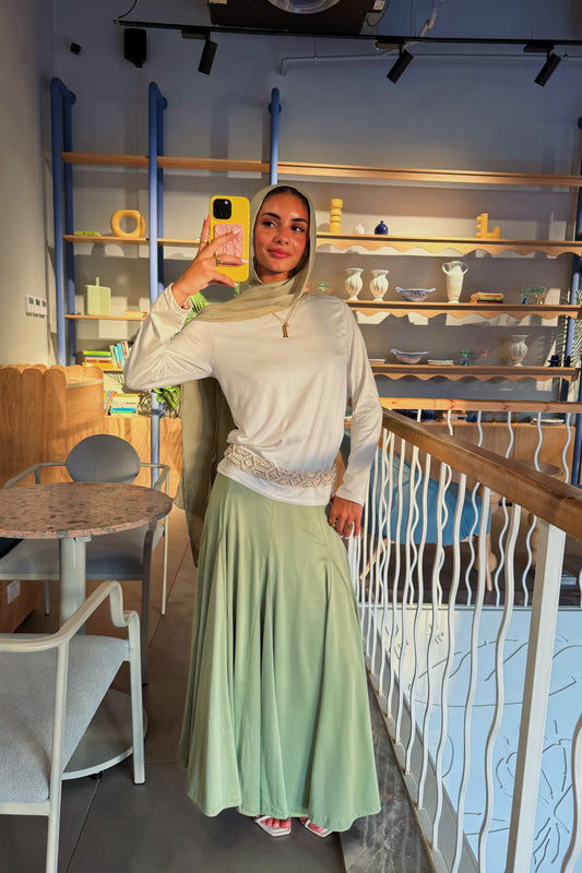 Elyanna lined skirt in matcha