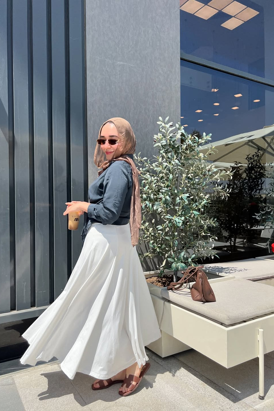 Elyanna lined skirt in ice white