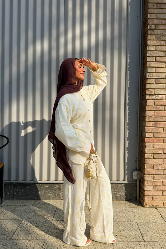 Nayla & Lana set in Lemon stripes