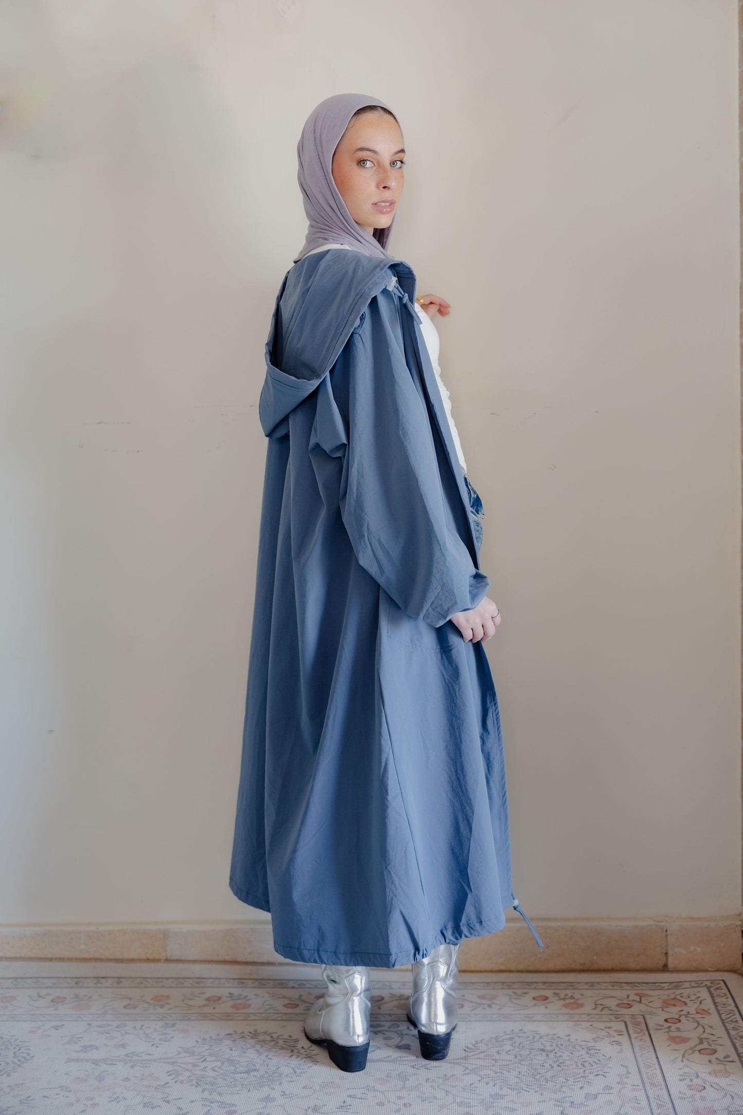 Aria waterproof coat in Denim blue