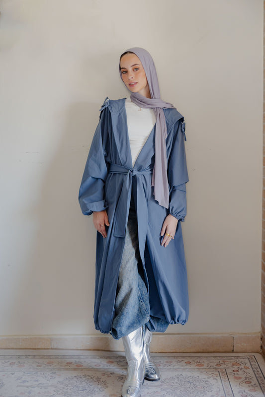 Aria waterproof coat in Denim blue
