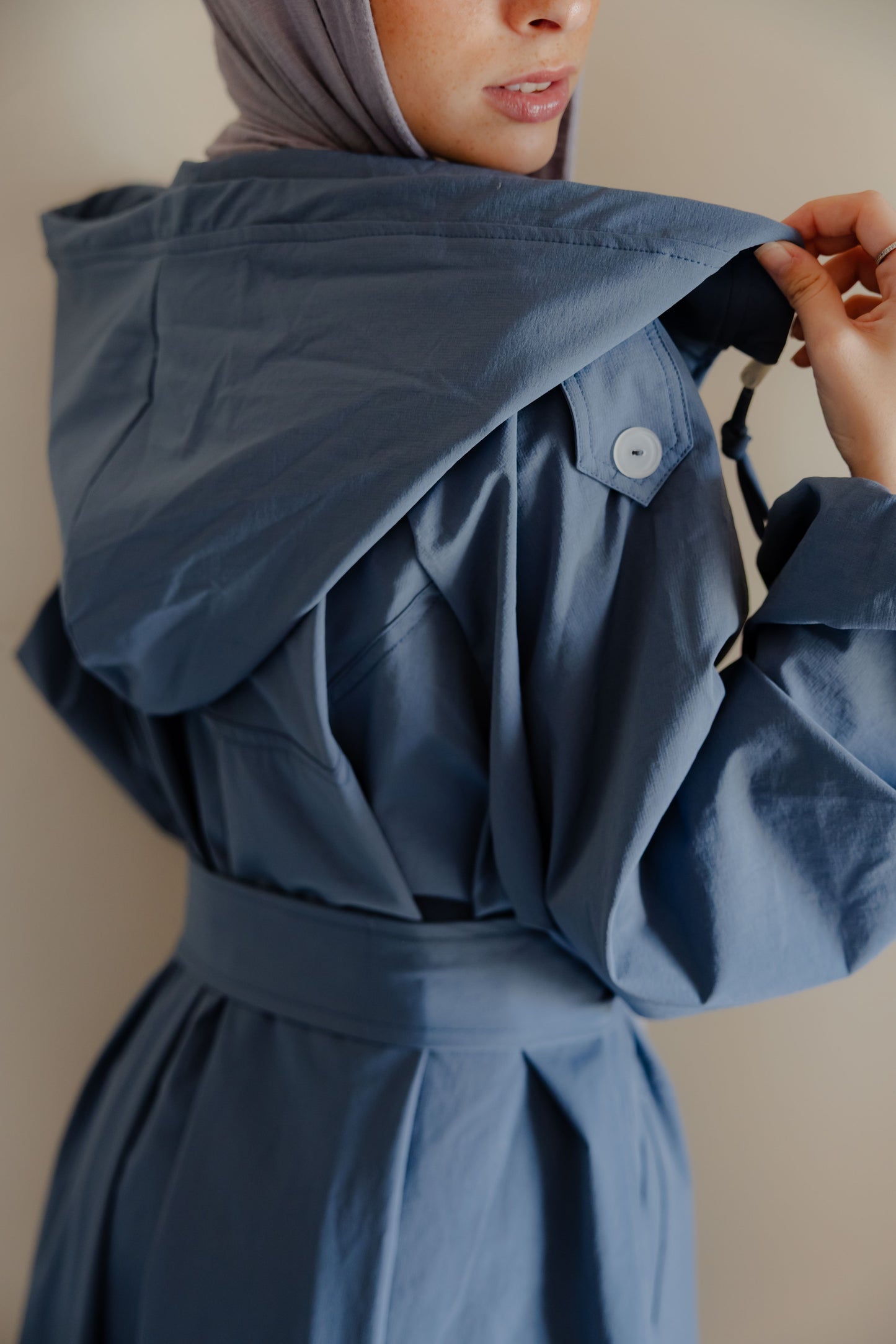 Aria waterproof coat in Denim blue