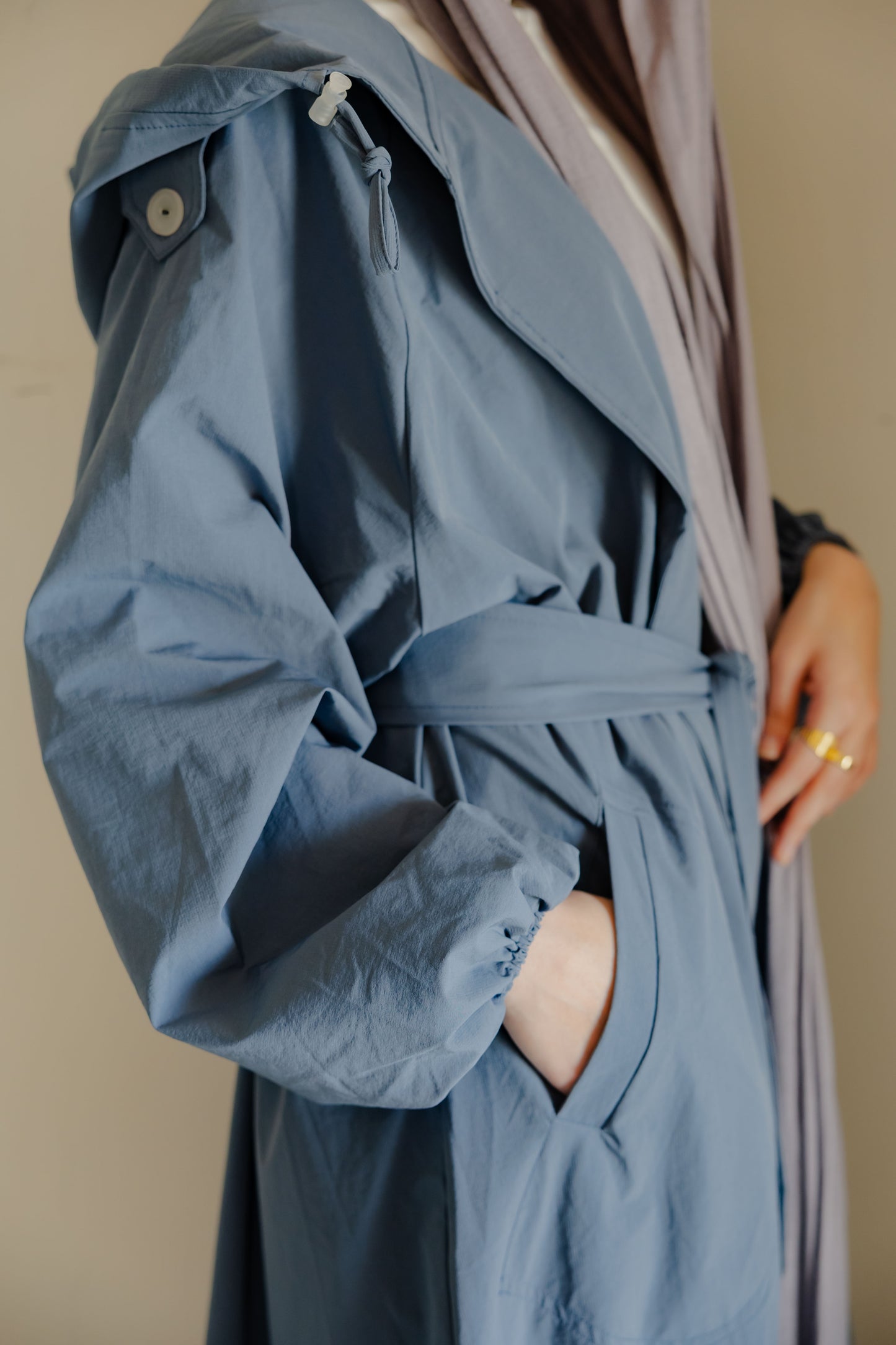 Aria waterproof coat in Denim blue