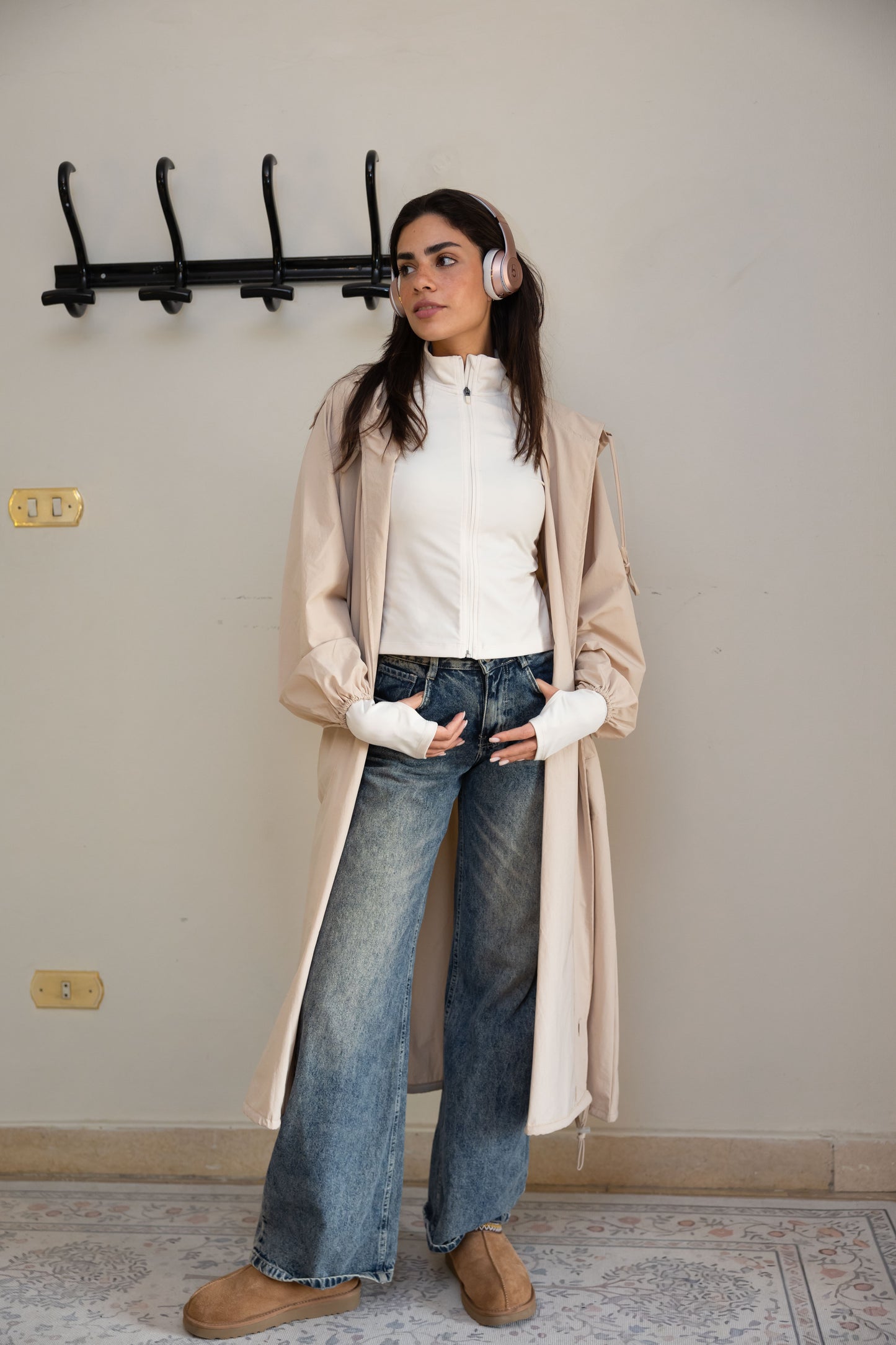 Aria waterproof coat in Almond