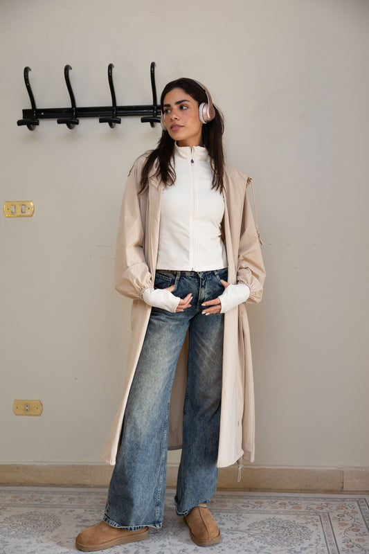 Aria waterproof coat in Almond