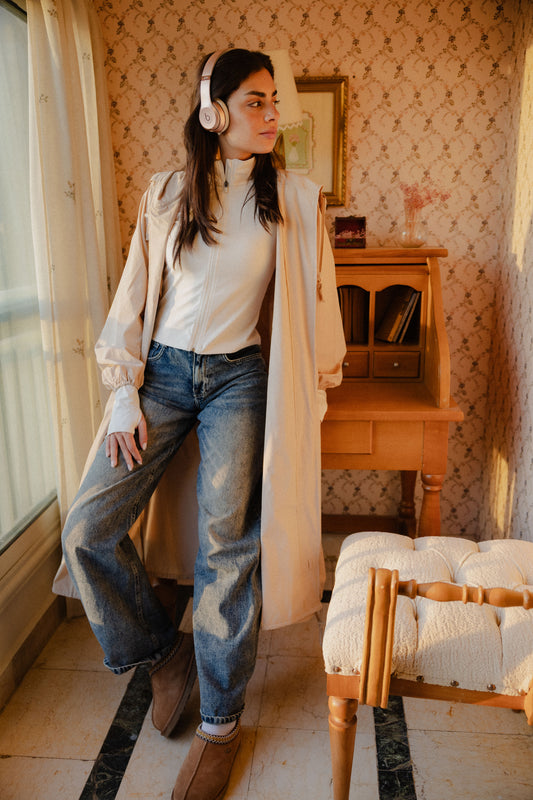 Aria waterproof coat in Almond