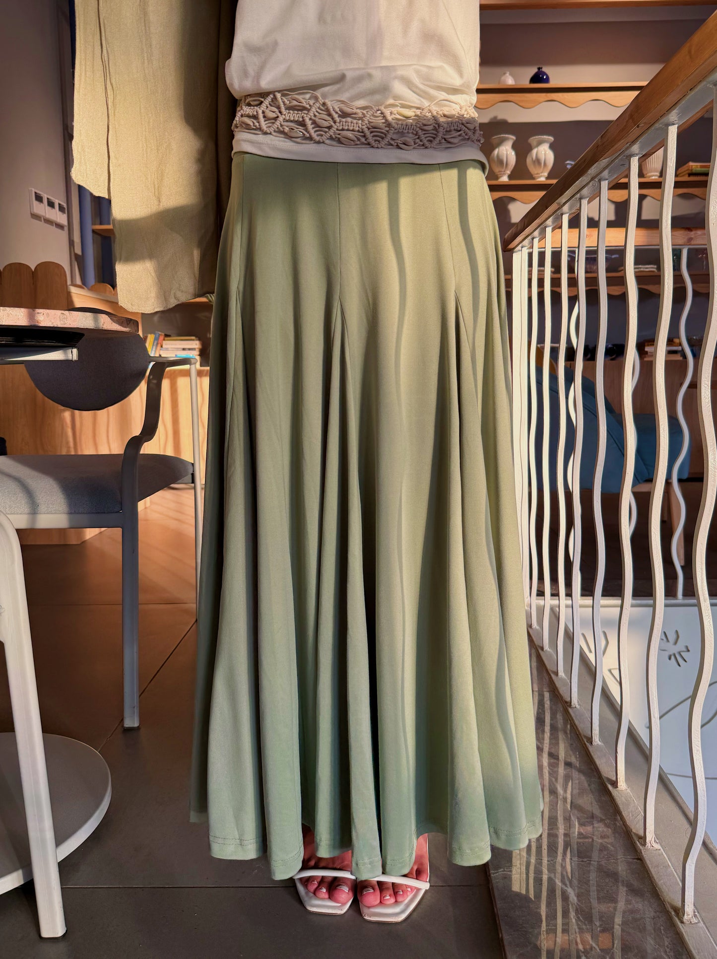 Elyanna lined skirt in matcha