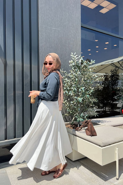 Elyanna lined skirt in ice white