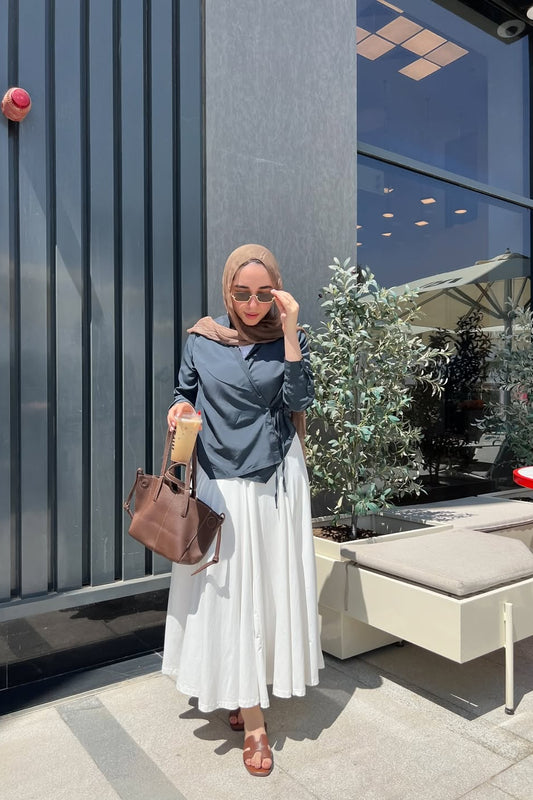 Elyanna lined skirt in ice white