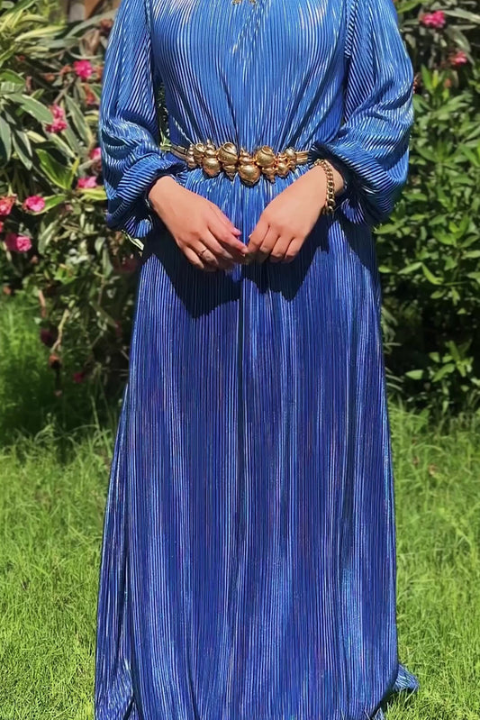 Ela Pleated Dress in Ocean Waves